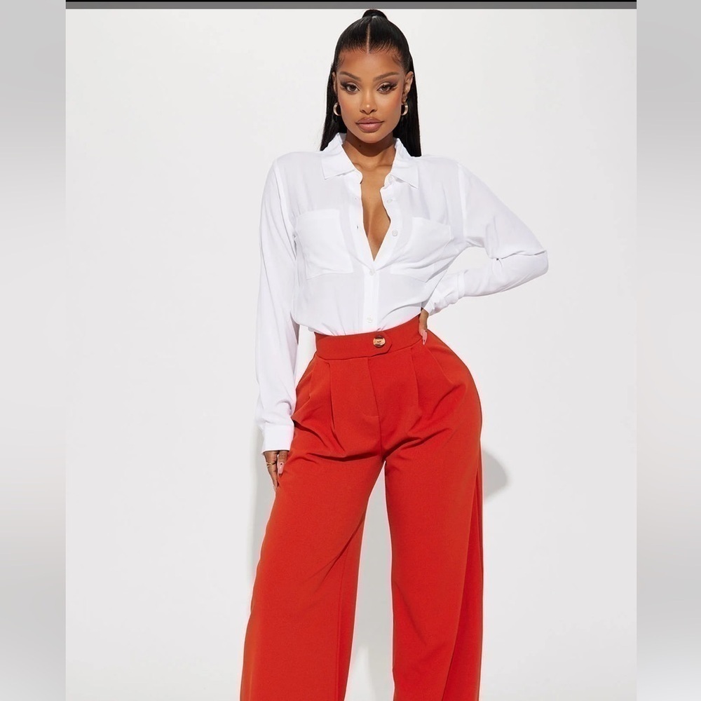 NWT FASHIONOVA White You Better Work Button Up Shirt Size Extra Small